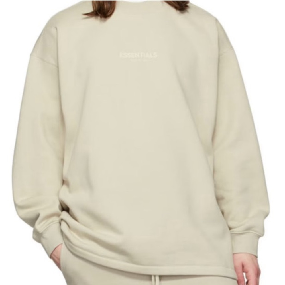 Essentials Fear of God Beige Relaxed Crewneck Sweatshirt
